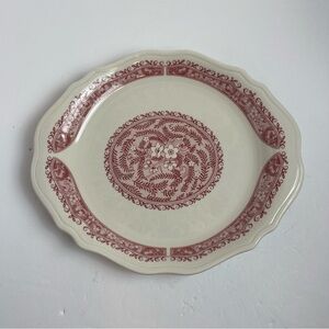 Syracuse China 10-J Pink Floral Oval Serving Platter 11” Scalloped Vintage Boho
